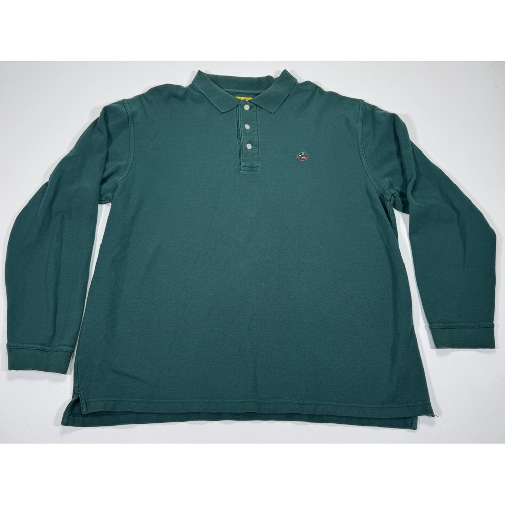 Duck Head Long Sleeve Polo Shirt Men's XL Dark Green Cotton Mallard Logo